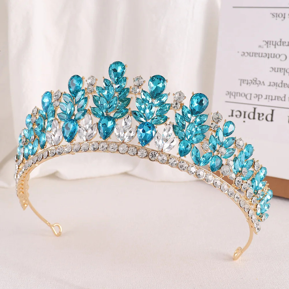Baroque Green Opal Wedding Headband Crystal Bridal Crowns Tiaras Hair Jewelry Accessories Women Rhinestone Headwear Queen Diadem 250603