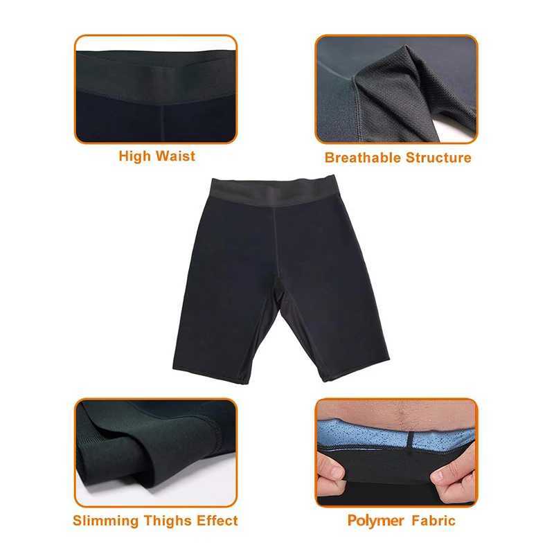 Sauna Sweat Pants for Men Hot Thermo Shorts Compression High Waist Leggings Gym Polymer Boxer Workout Fitness Anti-Slip Shaper W250616