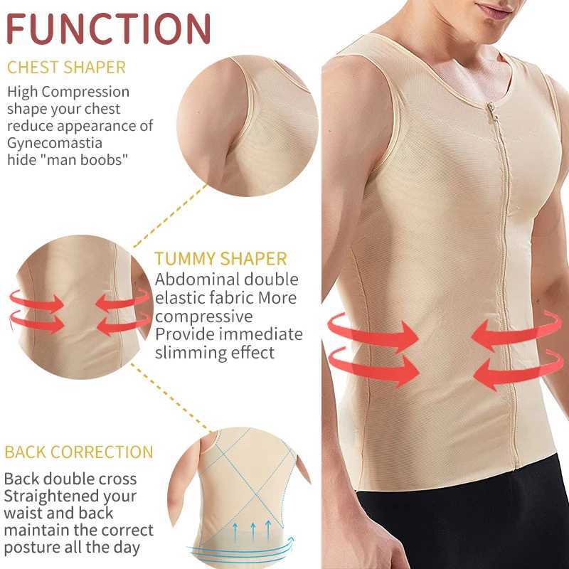 Mens Slimming Body Shaper Gynecomastia Compression Shirts Tummy Control Shapewear Waist Trainer Chest Abs Slim Vest Male Corset W250616