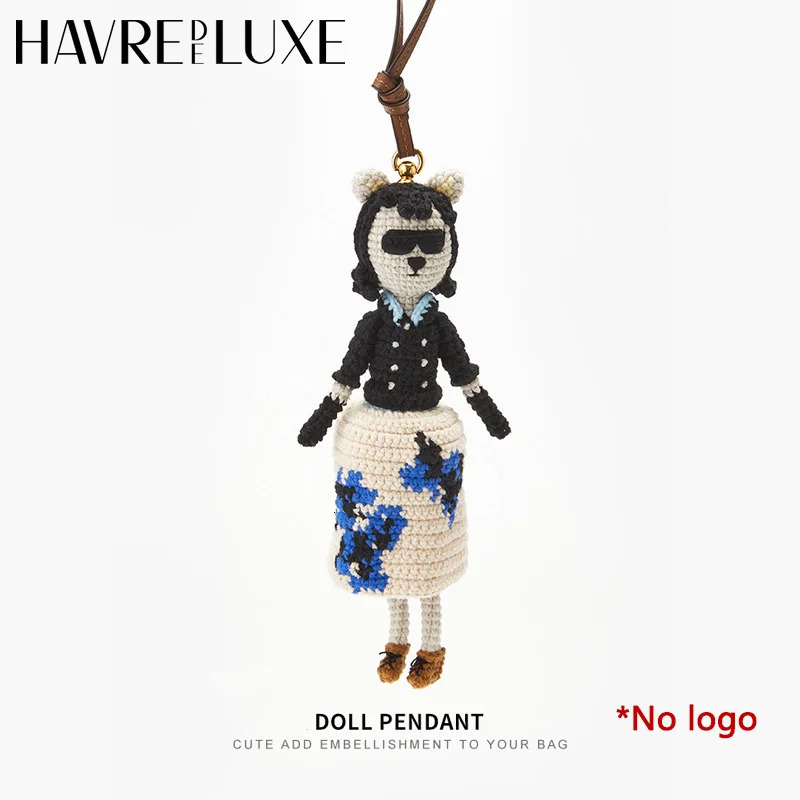 Cute doll bag pendant knitted humanoid charm braided keychain car Womens Bag Accessories 250616