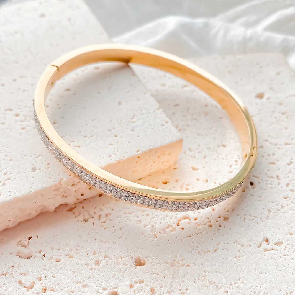 eManco Stainless Steel Gold-Plated Ladies Girls Trend Waterproof Jewelry Luxury Rhinestone Bangle Factory Direct Z250616