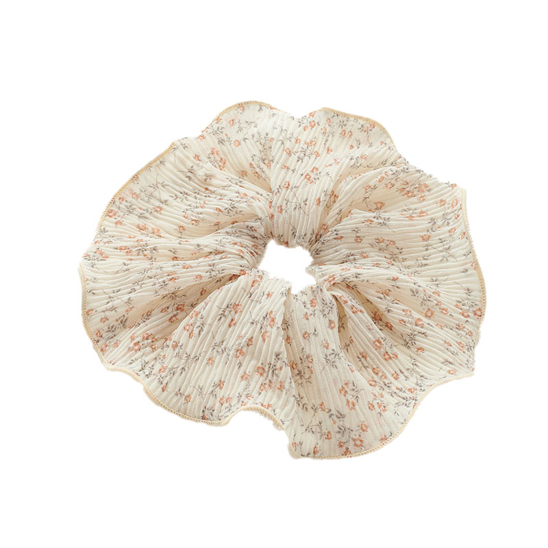 Elegant large intestinal circles advanced sense of broken flowers ruffled hair band tie ponytail headband leather band head flower hair accessories