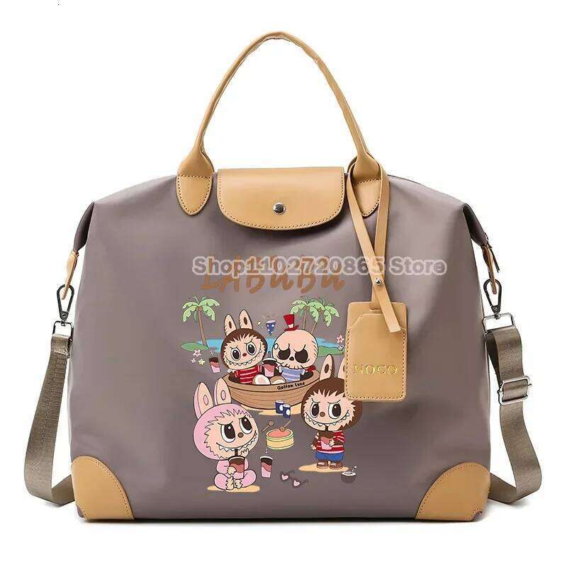 Women's Bags Designer Labubu Travel Tote Large Capacity Portable Lightweight Simple Waterproof Gym Bag Cute Cartoon Funny Women Shoulder Bags Gif