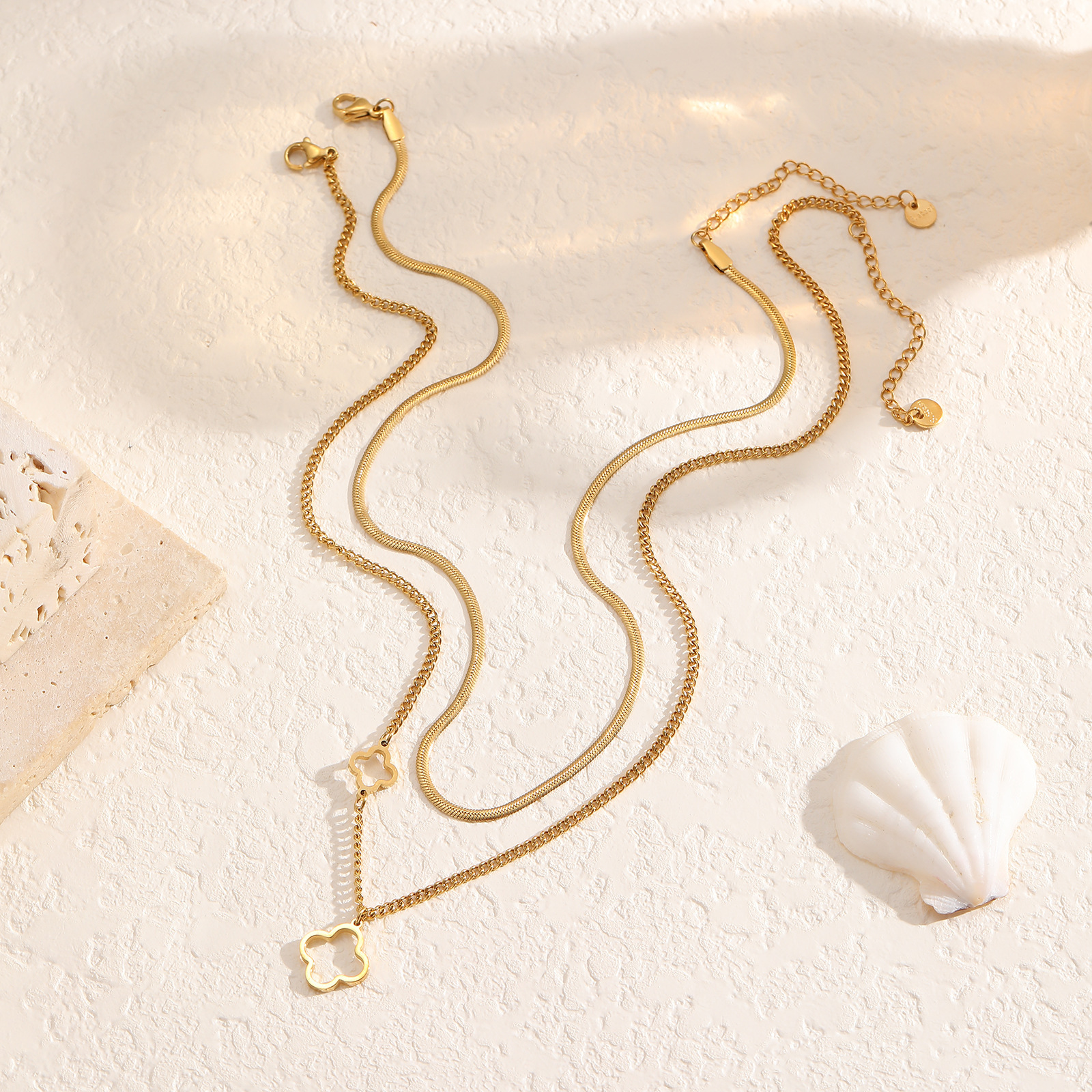 Titanium for Women Hip Hop Ins Stainless Steel Multi-layer Snake Bone Chain Necklace