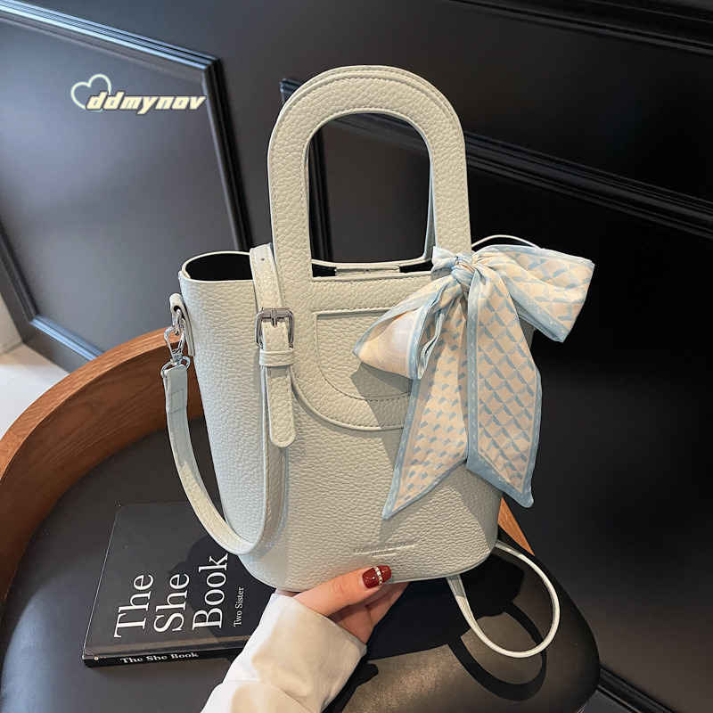 Summer Trendy Fashion Versatile Handheld Bucket for Women 2025 New Korean Style Simple Lychee Texture Shoulder Crossbody Bag ddmynov ddmynov ddmynov