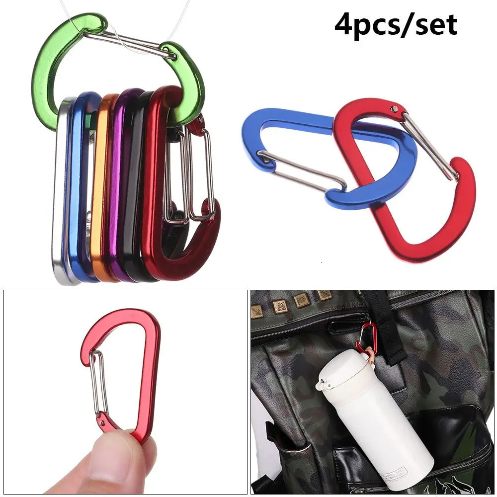 4pcs High quality Lock Buckle Hook Fishing Tool Climbing Snap Clip Carabiner DRing Keychain Outdoor Camping Keyring 250611