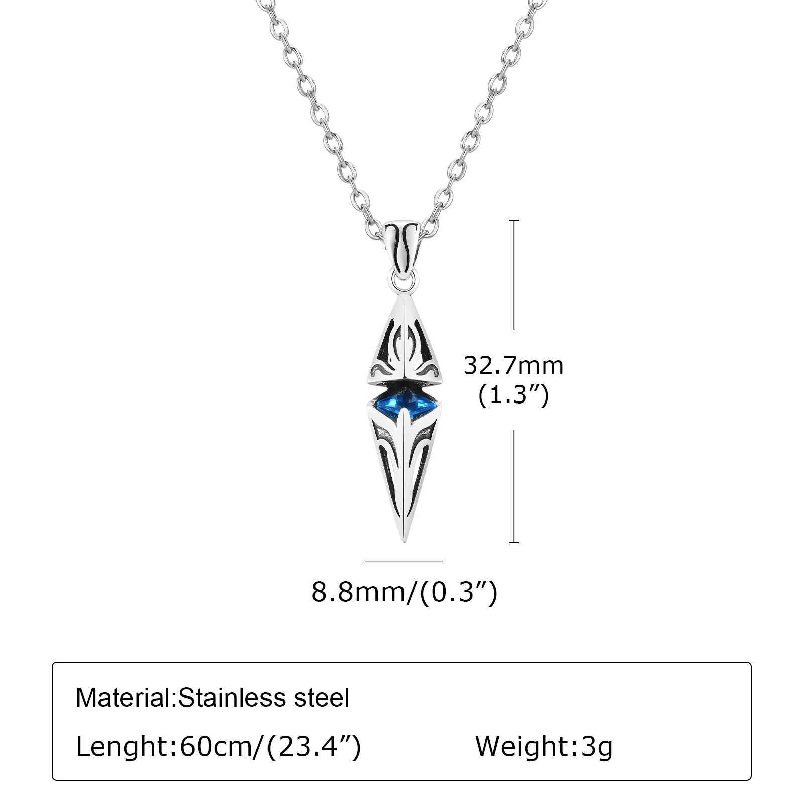 New Arrival Vnox Stylish Blue Stone Necklaces for Men Stainless Steel Cube Geometric Pendant Collar Jewelry Birthday Party Gifts for Him V250616