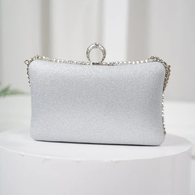 Diamonds Evening Bags for Women Silver Gold Luxury Shoulder Wedding Party Banquet Clutch Purse Simple Rhinestone Handbags 250614