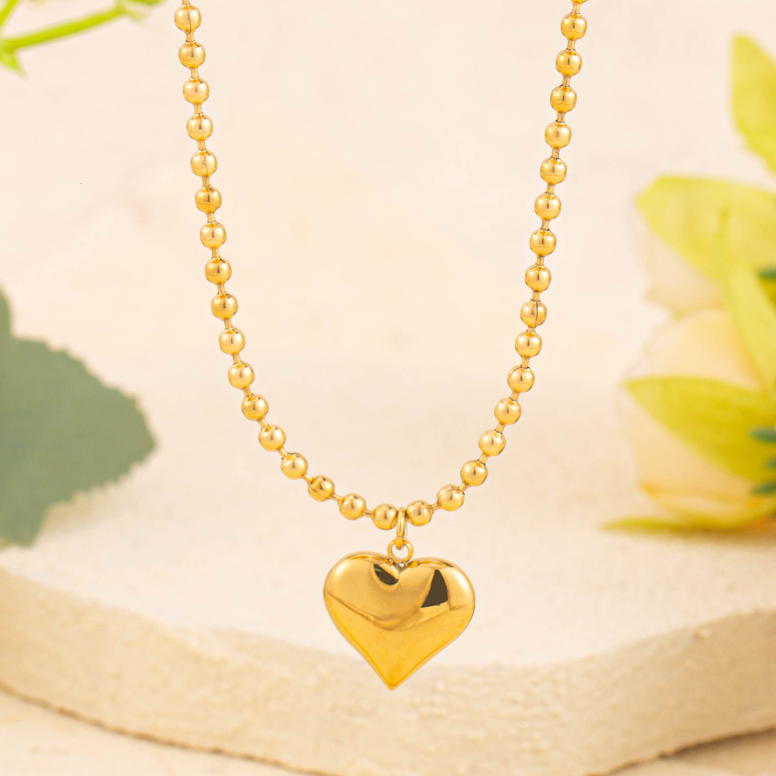 Fashion Light Style Simple Versatile Heart Necklace Earrings for Women High-end Titanium Steel Non-fading Jewelry