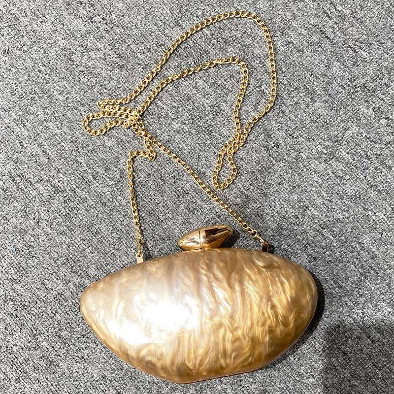 Women's Bags Designer Eggshell Type Acrylic Evening Bag For Women Designer Handbag Purse New In Mica Texture Sequined Chain Strap Shoulder