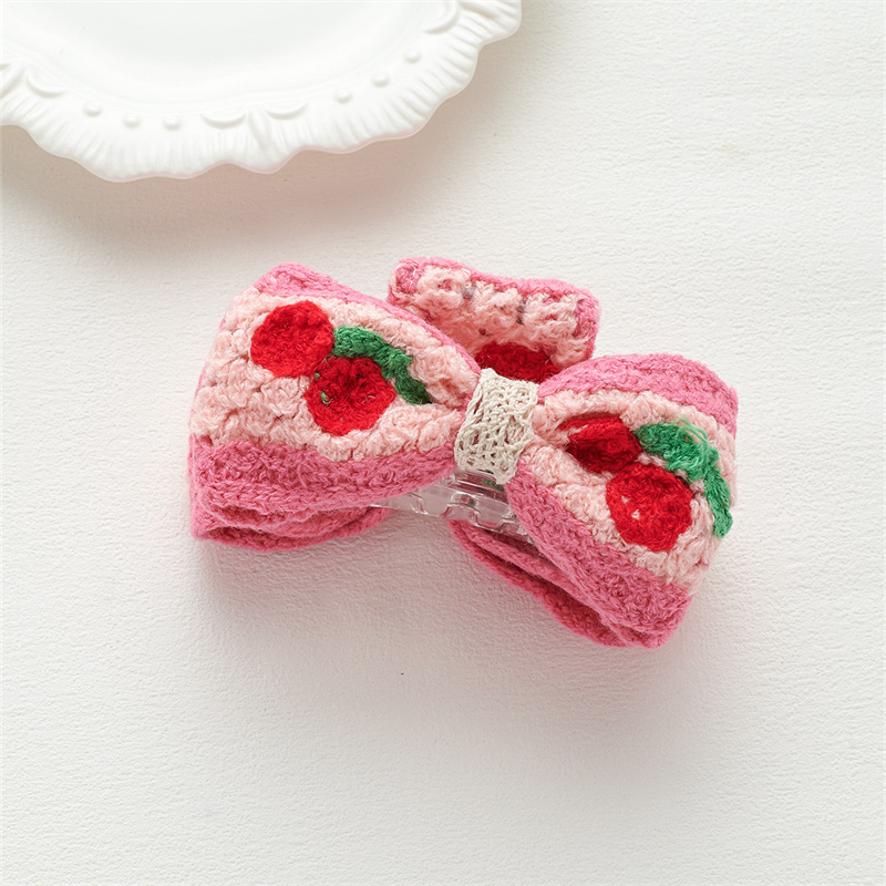 New holiday style knitted bow hair grip flowers fruit hollow women's small fresh grasp clip hair accessories