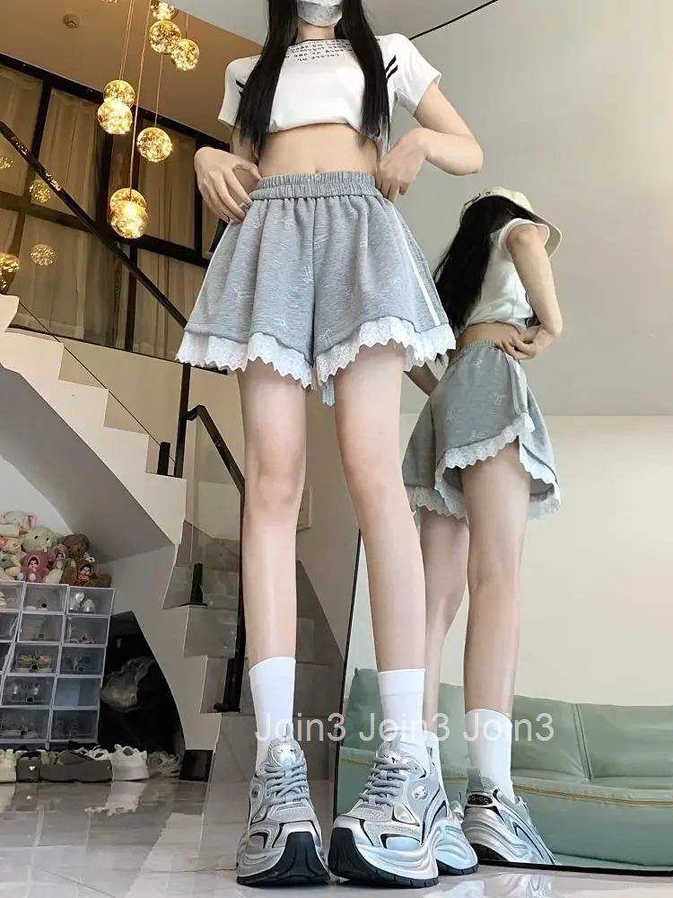 Shorts for Women Sweet and Spicy Style Loose Wide Splicing Cotton Office Youthful Elegant Japanese 2000s Cheap Woman Short Pants