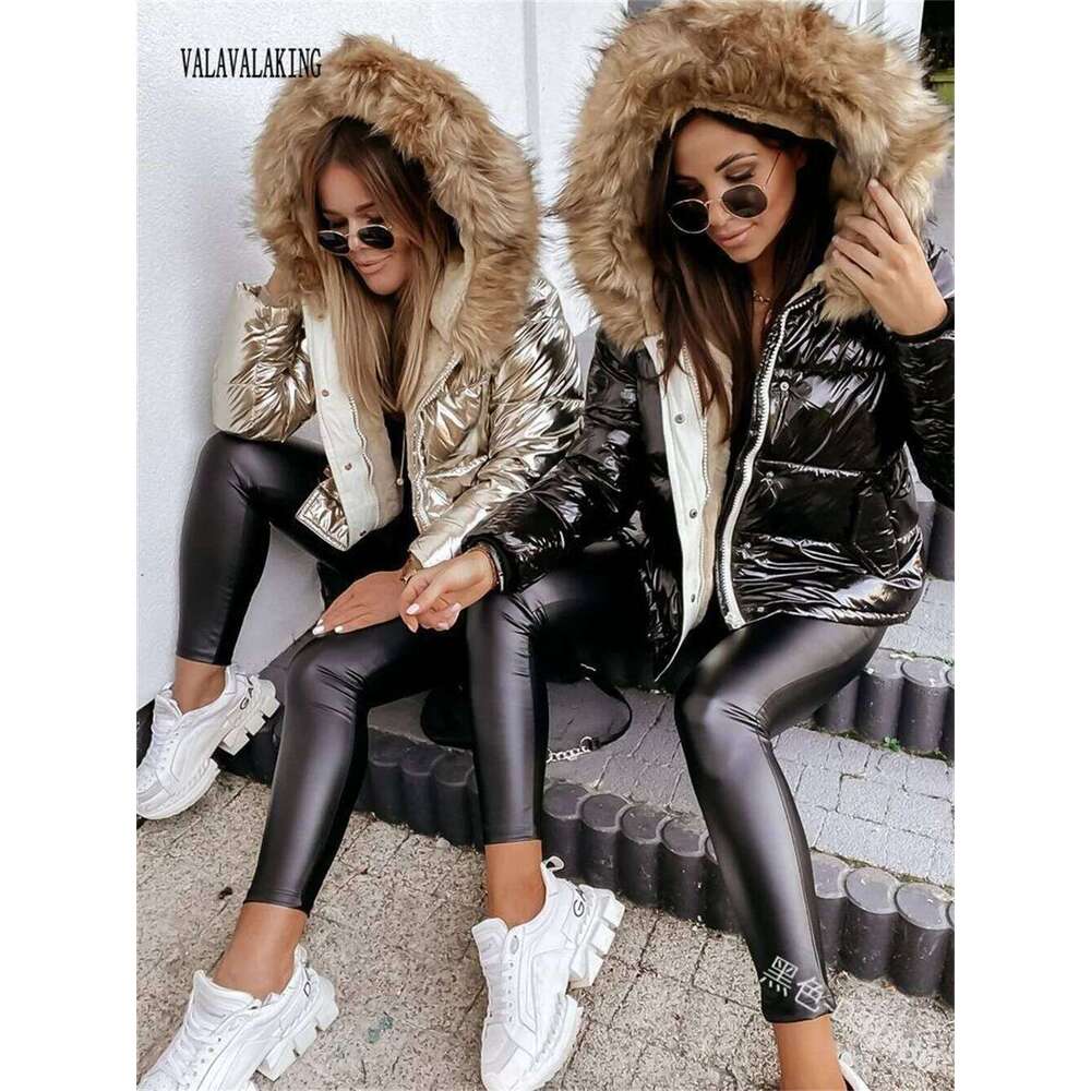 2025 Winter Plus Size Faux Fur Hooded Coat Women Furry Long Sleeve Plush Lining Jacket Ladies Large Zipper Warm Fluffy Outwear