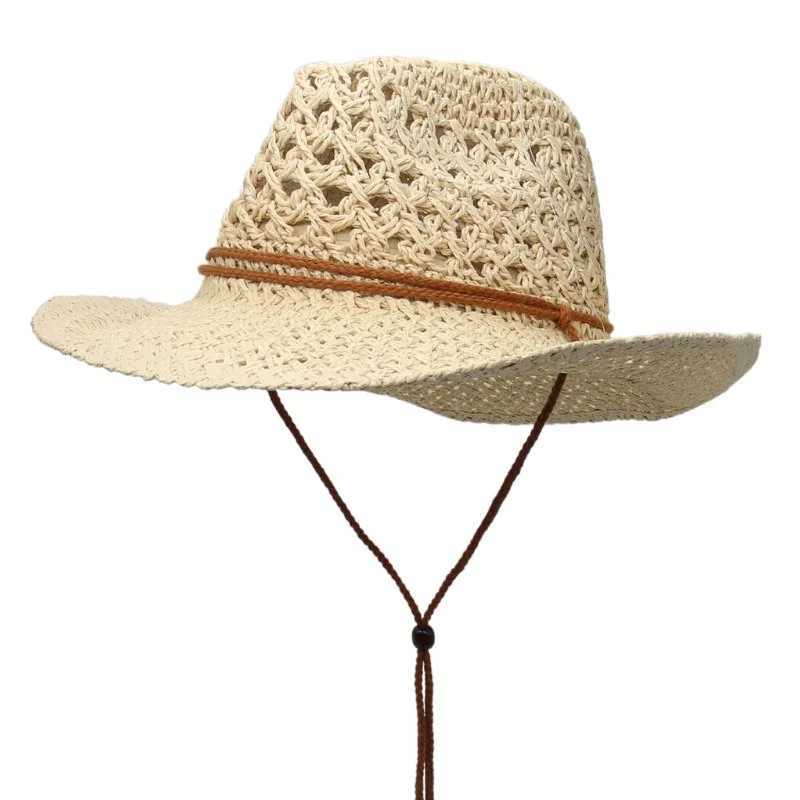 New Arrival Vintage Western Cowboy Sun Hat Men Women Straw Hat Outdoor Travel Ethnic Style Gift UV Protection Cap Chapeau Beach Hat U250616