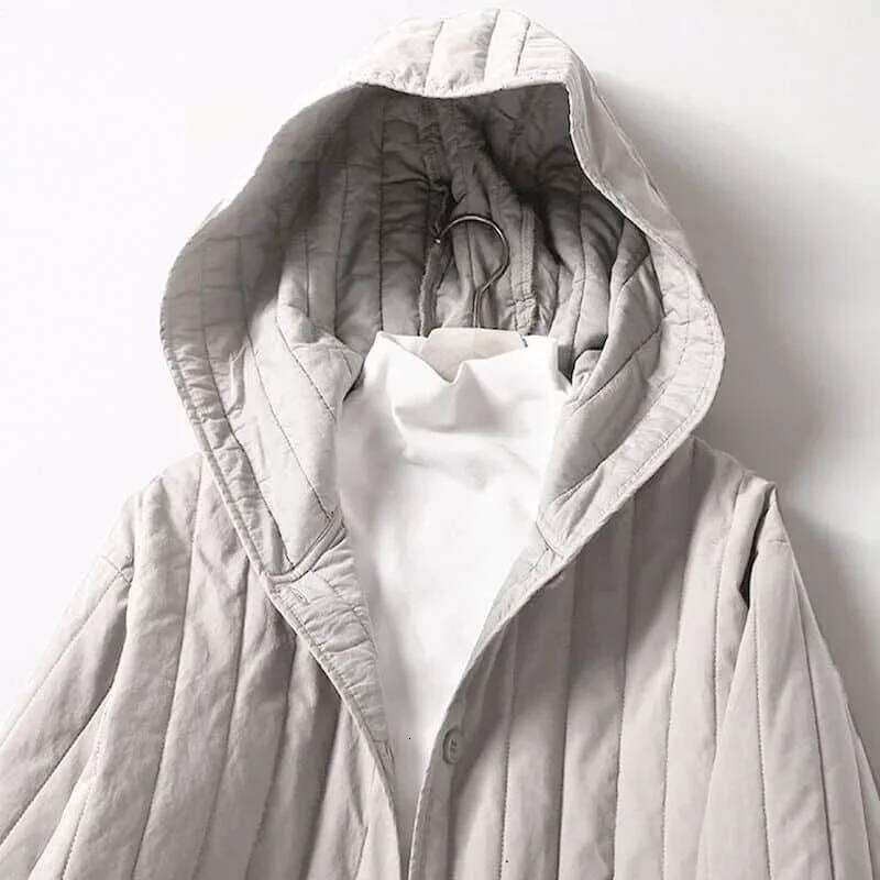 Pop Quilted Coats Lightweight Cotton Added Jackets For Long Sleeved Mid-Length Hooded Casual Vintage Winter Women Clothing