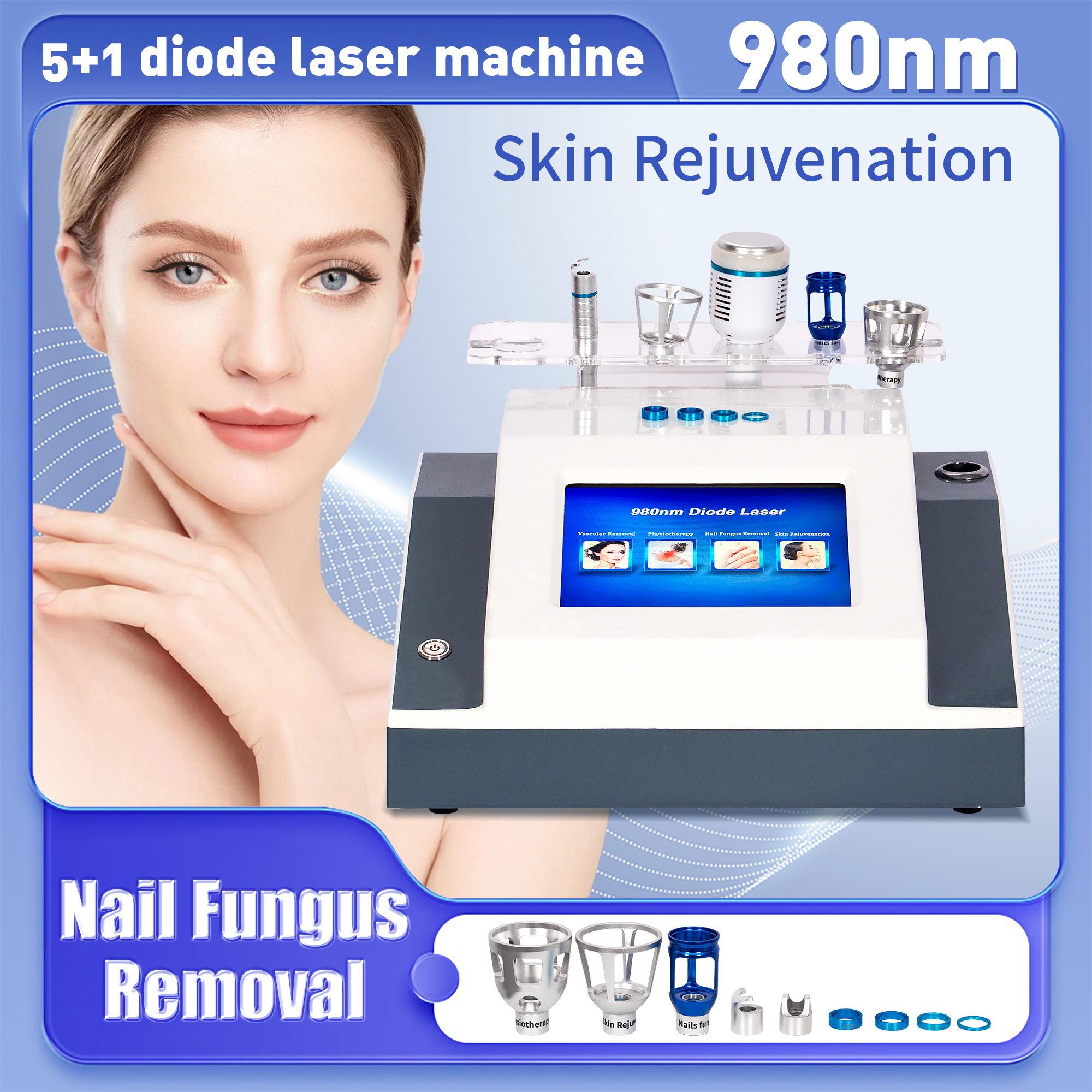 980nm Laser Diode Vascular Spider Varicose Vein Removal Machine Treatment Fungi Physiotherapy For Nail Lipolysis Commercial Salon