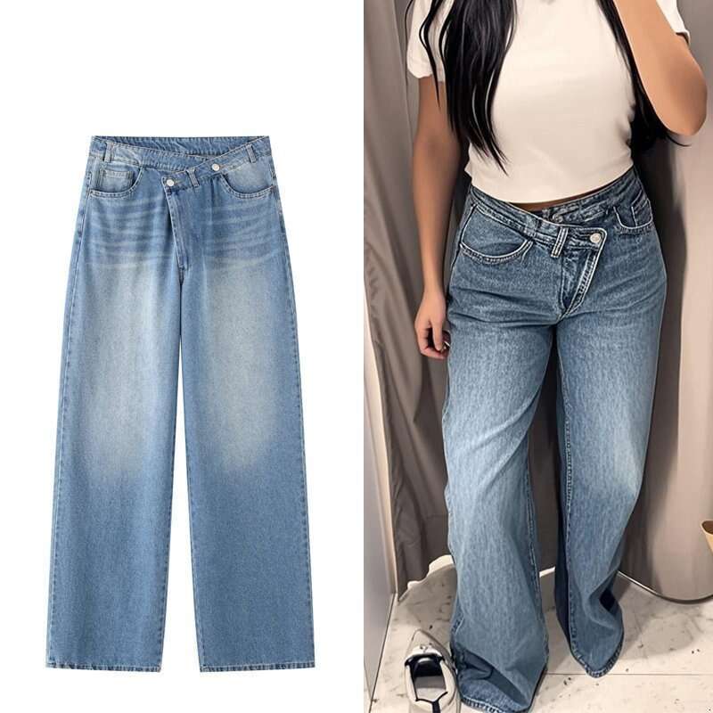 2025 Women's Blue Baggy For Women High Waist Mom Wide Leg Denim Pants Woman Jeans Summer Trousers