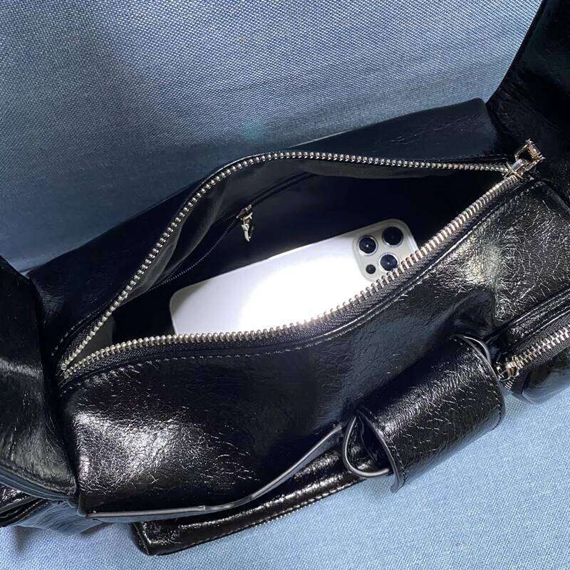 Women's Bags Designer Moto & Biker Bags For Women Designer Handbag Purses New In PU Vintage Oil Wax Leather Multiple Pockets Rock Shoulder