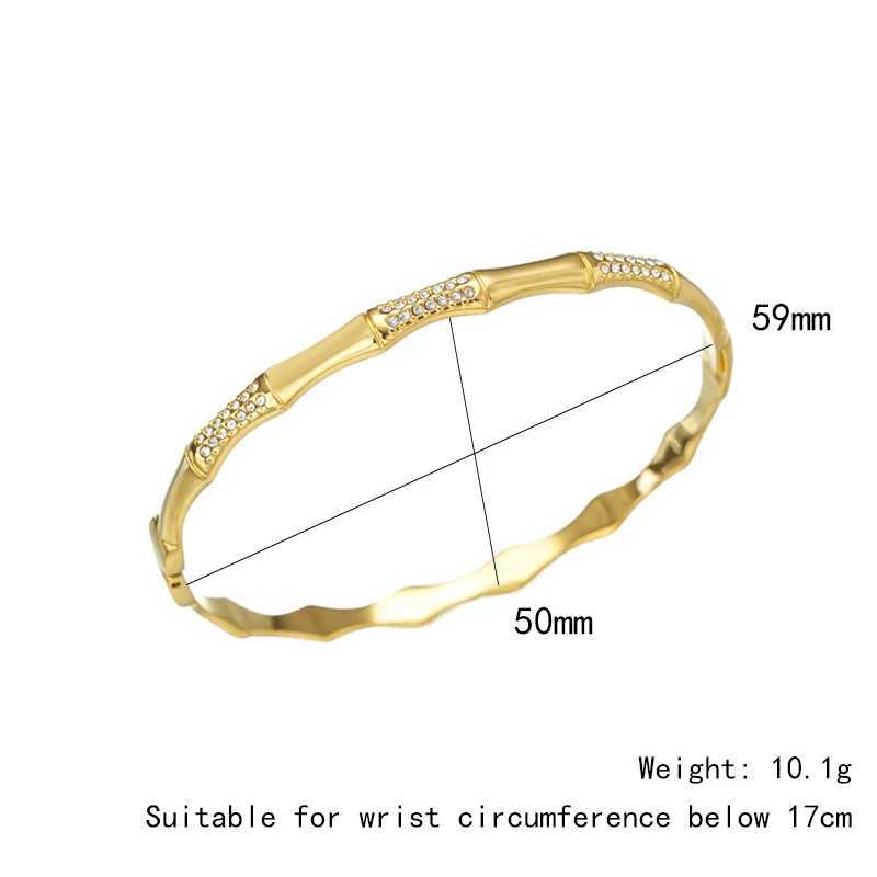 FYSARA Bamboo Design Stainless Steel for Women Men Zircon Titanium Steel Rhinestone Jewelry Accessories Gift Z250616