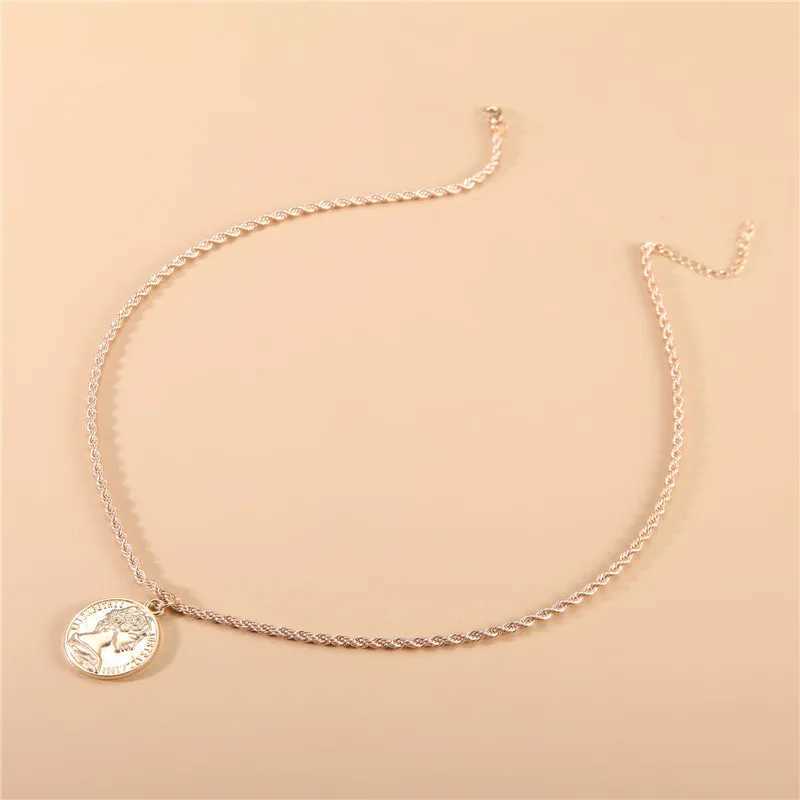 Ahmed Vintage Coin Pendant Necklaces for Women Fashion Figure Long Choker Necklace Gold Silver Color Statement Jewelry Gift W250616