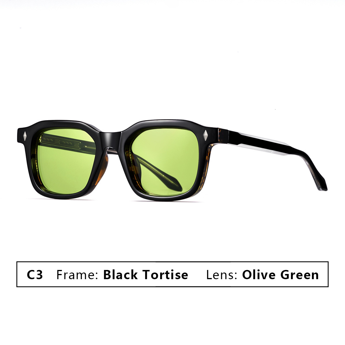 for Women High-End Men's Square Frame Tea Color UV Protection Sunglasses Acetate CP