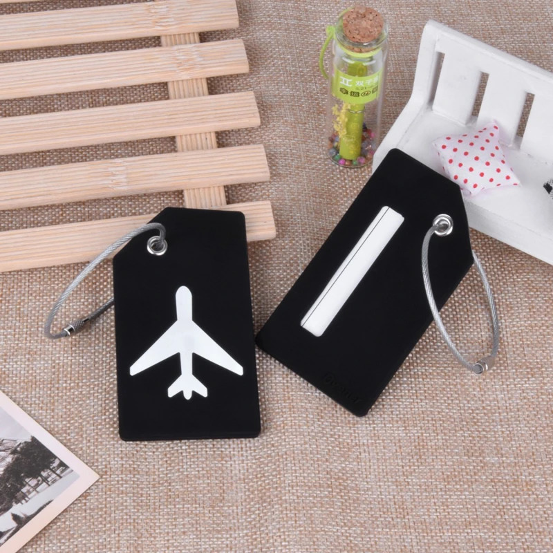 6PCS Women Men Travel Accessories Silicon Luggage Tags Suitcase ID Name Address Holder Baggage Tag Unisex Airplane Labels 250615