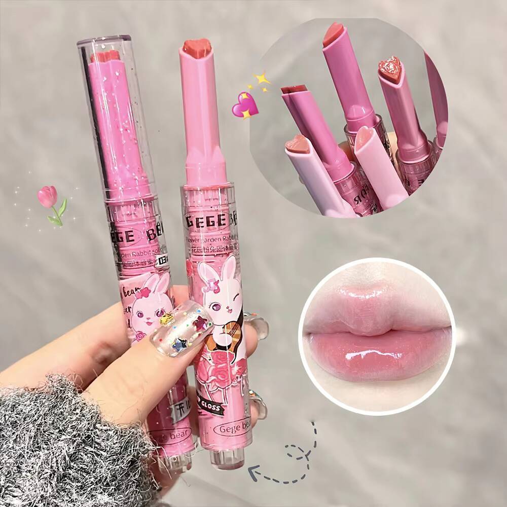 Solid Gloss Gege Bear Garden Pink Rabbit Moisturizing Watery Colored Lip Balm Tender Lipstick Set happy