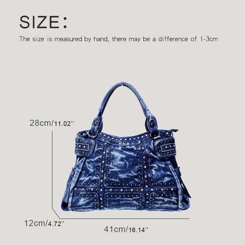 Women's Bags Designer Large Capacity Denim Cloth Tote Bags For Women Designer Handbag Purse New In Mosaic Rivet Imitation Dia Shoulder