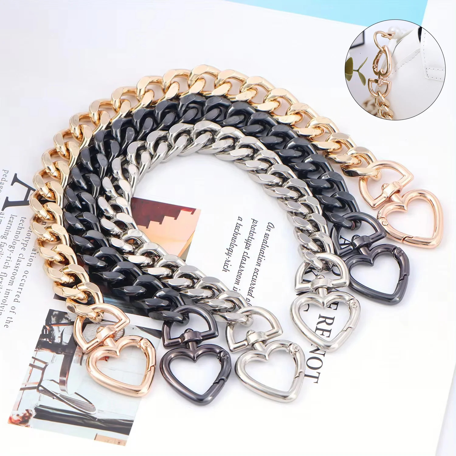 Heart Shape Metal Purse Chain Strap Extender for Accessory Charms Lengthen Crossbody Shoulder Handbags Strap 250616