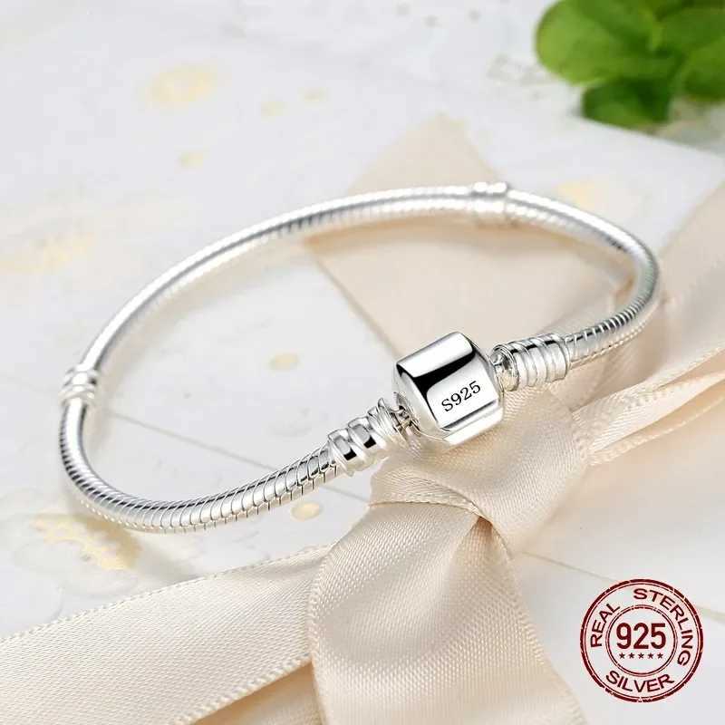 TOP SALE Authentic 100% 925 Sterling Silver 3MM Snake Chain Bangle for Women Luxury Jewelry 16-23CM Z250616