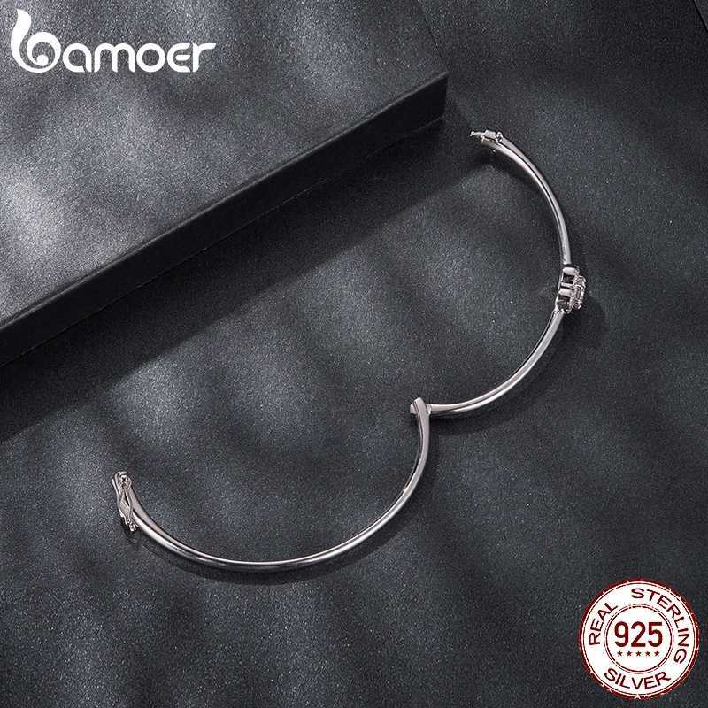 BAMOER 0.5CT Hollowed Heart Moissanite Round Cut D Color Wrist Cuff Bangle 925 Sterling Silver for Women Wedding Gift Z250616
