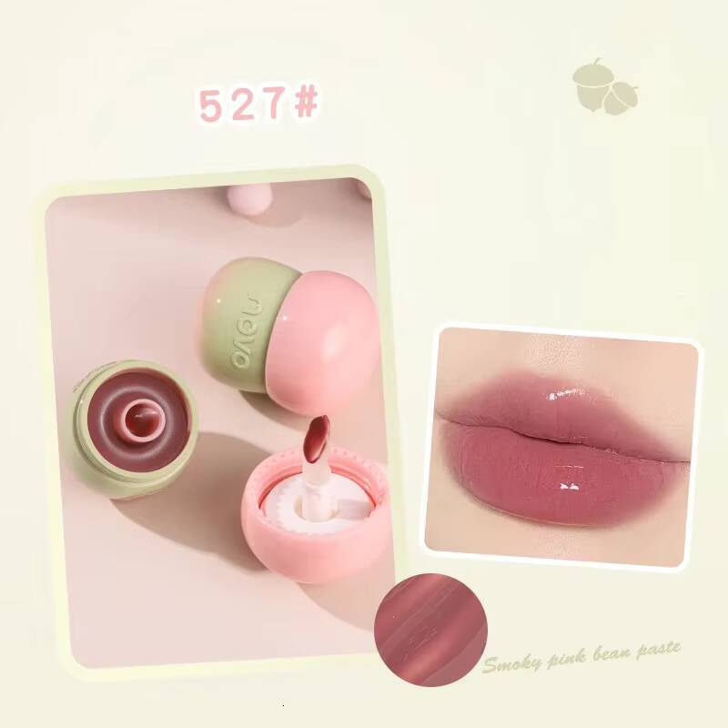 Cute Chubby Mushroom Gloss Red Lips Tint Creamy Jelly Lip Glaze Matte Liquid Lipstick Mud Waterproof Lasting Makeup Cosmetic happy