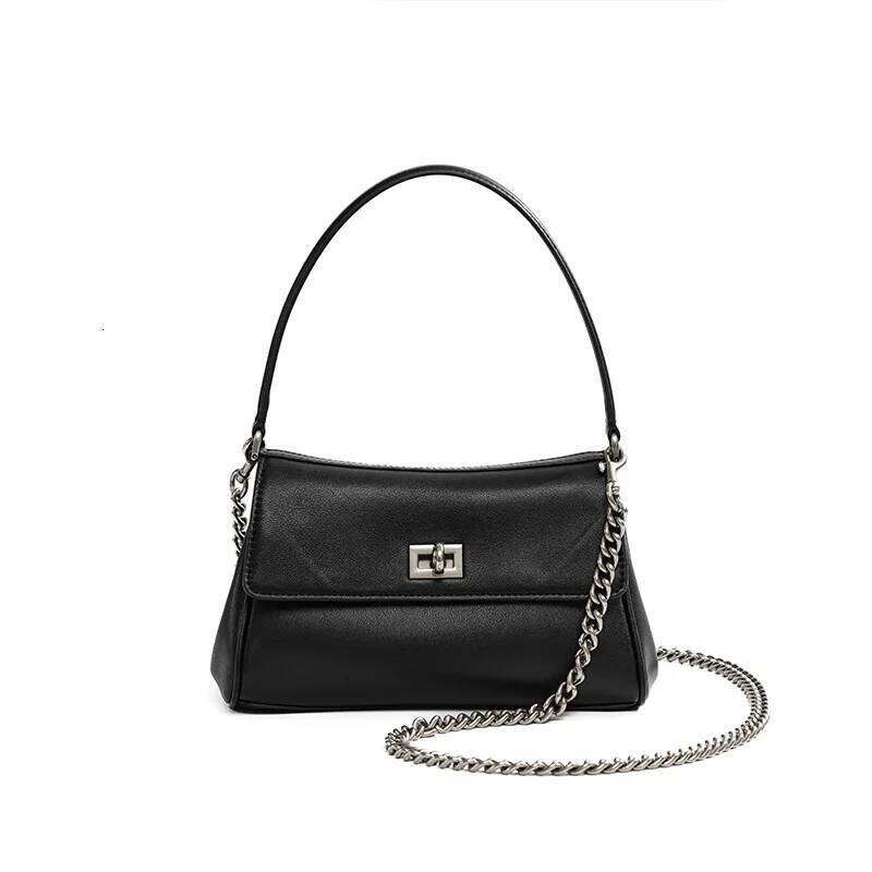 Women's Cowhide Crossbody Bag with Chain Small Design High-End Handbag for Office Workers Single Shoulder Fashion Accessory