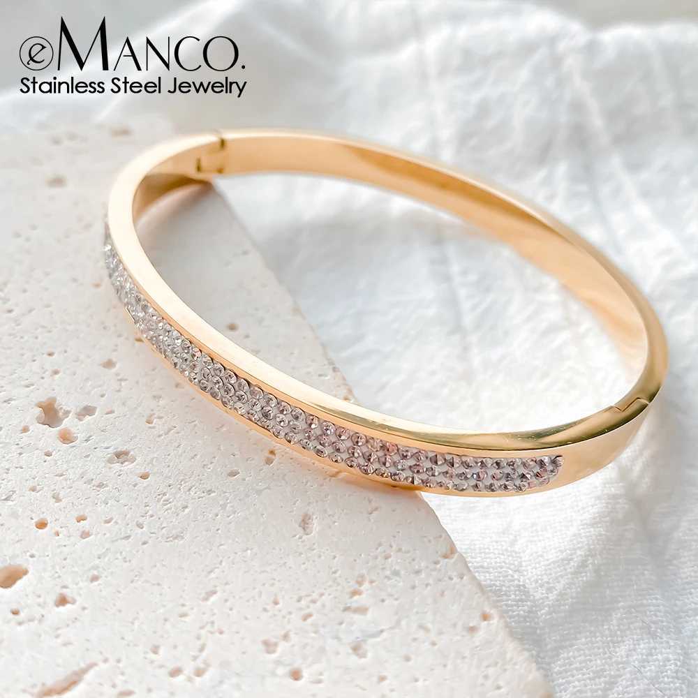 eManco Stainless Steel Gold-Plated Ladies Girls Trend Waterproof Jewelry Luxury Rhinestone Bangle Factory Direct Z250616