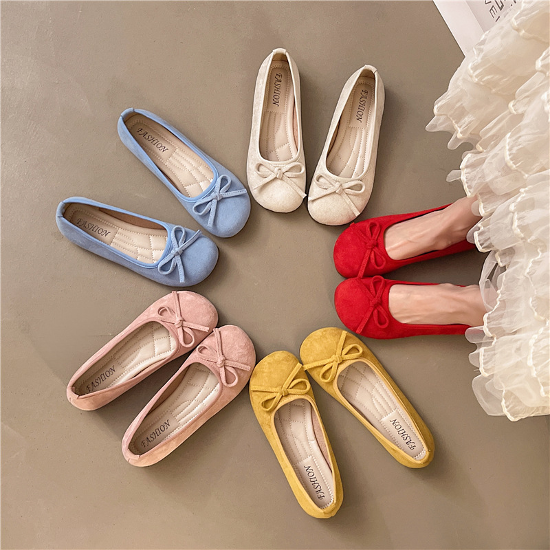 Ddmysports French Style Bowknot Round Toe Ballet Fairy Flat Gentle Evening To Match Dress Shallow Mouth Single Shoes Outdoor Shoes