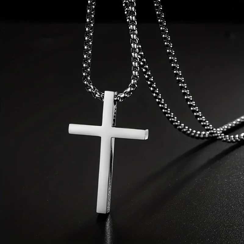 LATS Vintage Stainless Steel Chain Alloy Cross Pendant Necklace High Quality Jewelry Wholesale W250616