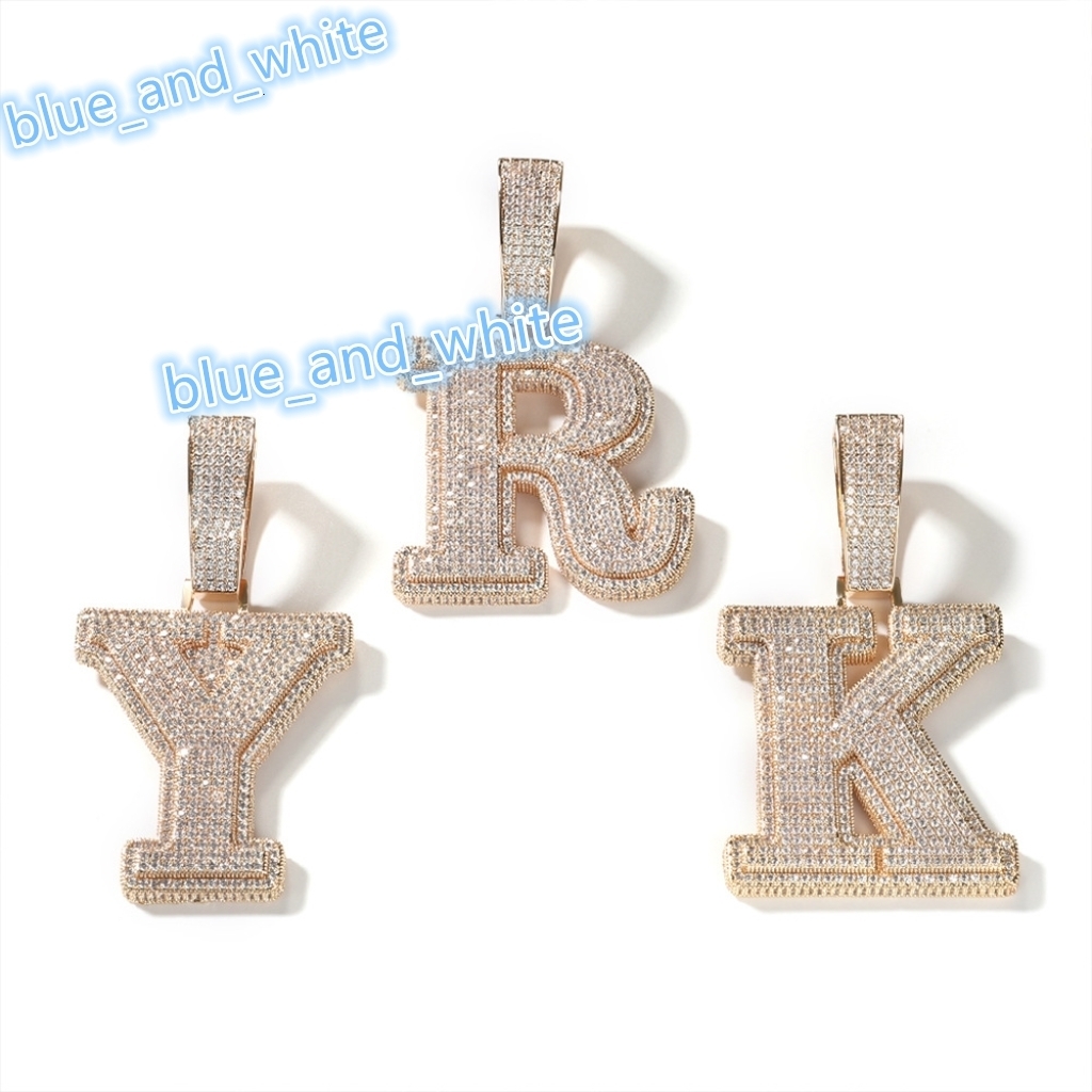 Wholesale Personalized Mens Street Style Hip Hop 26 Letter Necklace Couple Moissanite Pendants Charms Diamond-Studded Pendant
