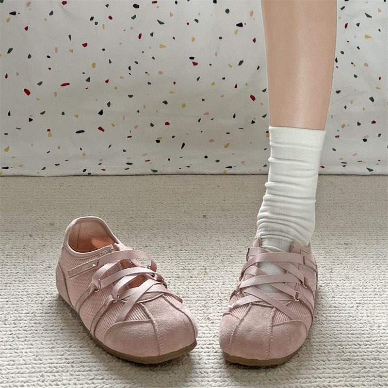 Women's 2025 New Spring Retro and Versatile Yellow Soft - soled Ballet - style Flat - soled Training Shoes for Casual Sports