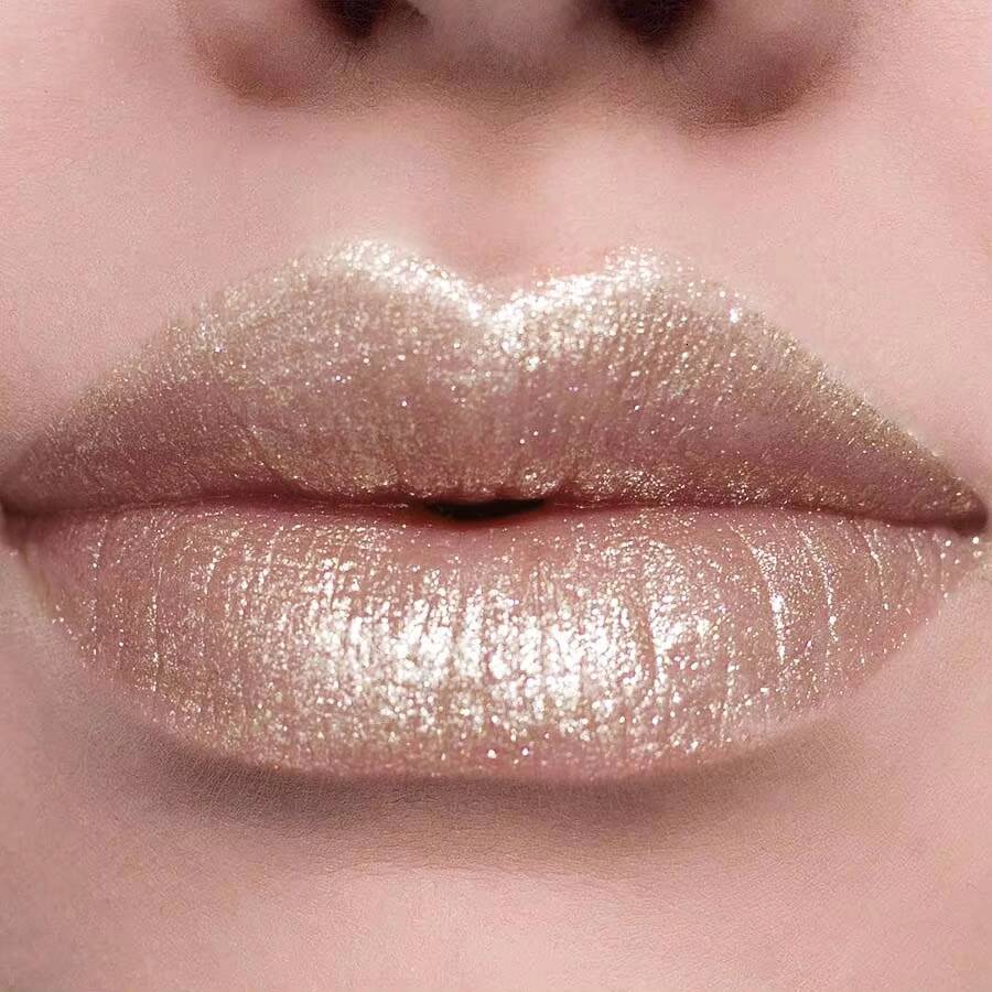 1 PC Sexy Glitter Plumping Metallic Lipstick Moisturizer Shimmer Lips Makeup Fullness Lip Tint Gel Soft Tube Cosmetic Red happy