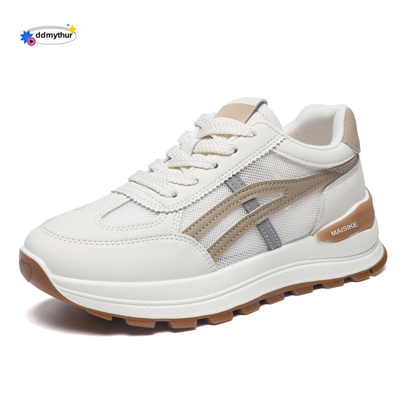New Women's Mesh Breathable Agan Women 2025 Summer Thick-Soled Sneakers Fashion Versatile White Shoes ddmythur