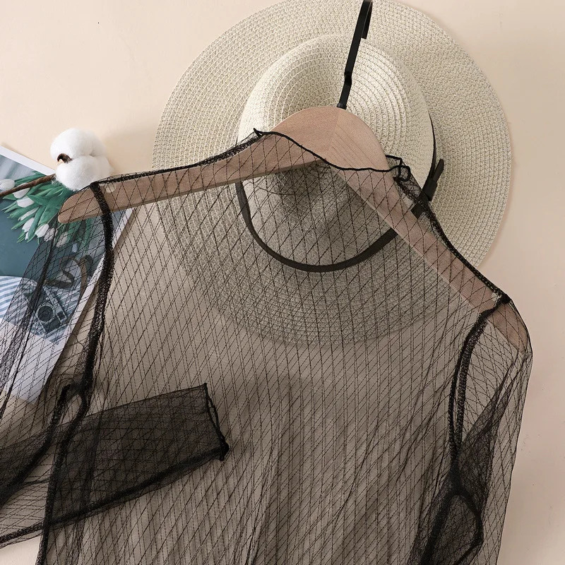 Women Sexy Mesh See Through T Shirt Long Sleeve Hollow Out Blouse Summer Transparent Sheer Tank Crop Top Vest Cover Up 250614