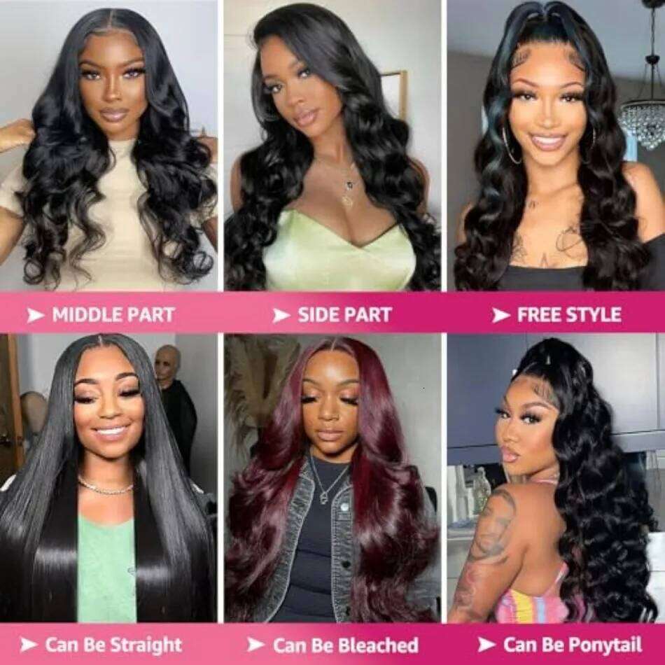 Glueless Body Wave Frontal Human Hair Wigs Brazilian 13X6 13X4 Pre Cut Hd Transparent Lace Front Wig 220 Density 30 32 Inch
