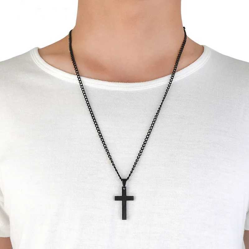 Hip Hop Black Cross Pendant Halloween Thin Chain 60cm Sweater Chain Mens And Womens Party Accessories W250616