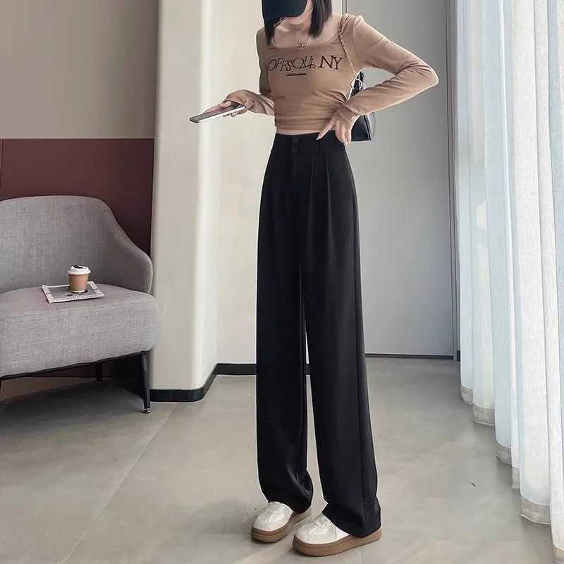 WomenS Loose Spring Summer 2025 New High Waist Wide Legs Slim Casual Trousers Korean Fashion Trend Fe Suit Straight Pants XJ250616