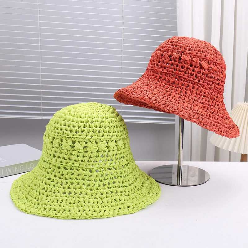 Fashionable Summer Solid Color Breathable Casual Outdoor Travel Picnic Vacation Sunshade UV Protection Hat with Hollow Design M250616