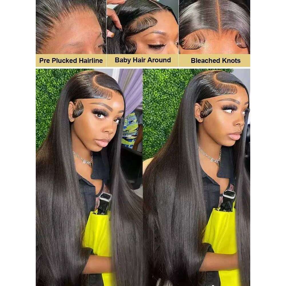 Mossily 240 Density Bone Straight Ready To Wear 5x5 HD Closure Glueless Preplucked Brazilian Black Wig 30 40 Inch Remy Hair