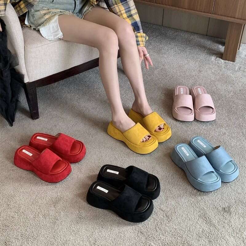 2025 Women's Sandals New Skirts, Beach Shoes, Super Popular Thick-Soled Slippers for Women, Summer Outdoor High Heels