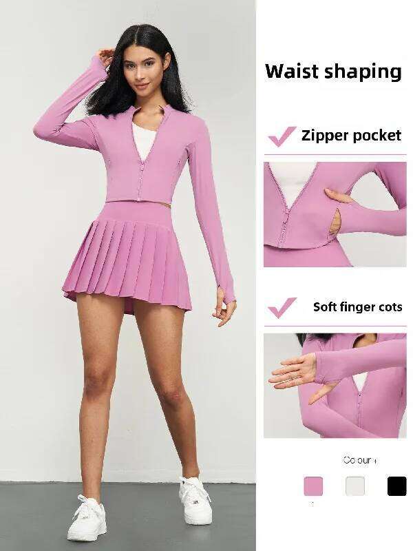 2025 New clothing Tenacity Long Sleeve Wear Women's Skinny Short Zipper Workout Clothes Casual Running Sports Yoga