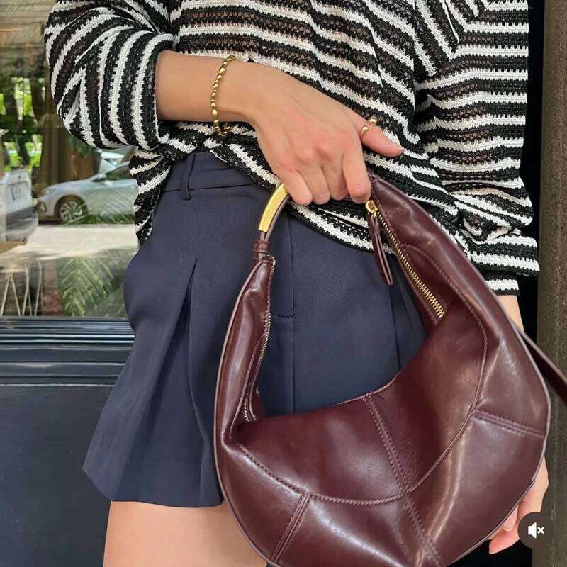 Women's Bags Designer Small Half Moon Bags For Women Designer Handbags Purses New In PU Splicing Design Vintage Sequined Underarm Shoulder