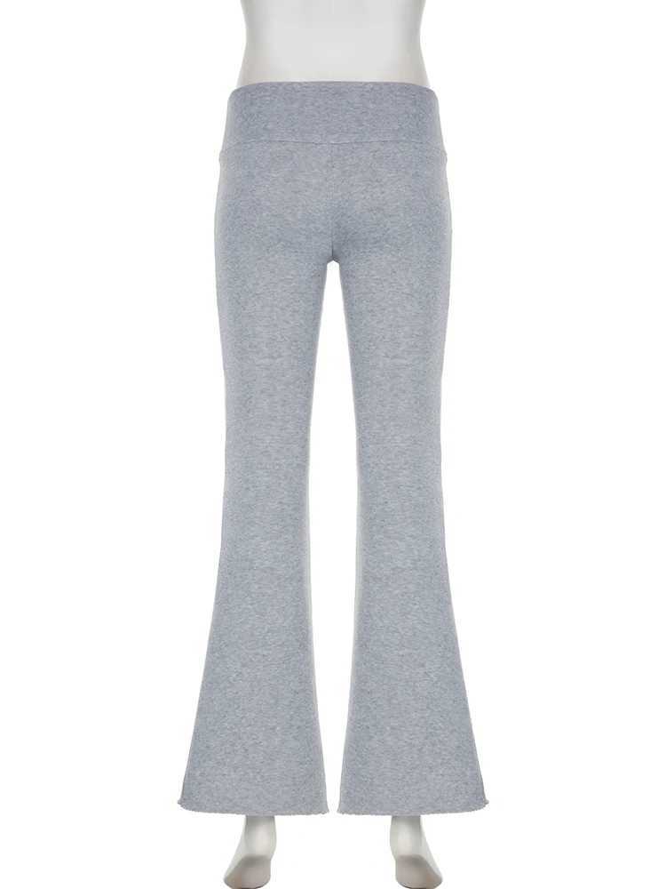 IAMSURE Casual Sexy Basic Solid Flare Pants Y2K Slim Low-Waisted Boot Cut Pants Women 2023 Autumn Spring Fashion Streetwear Lady XJ250616